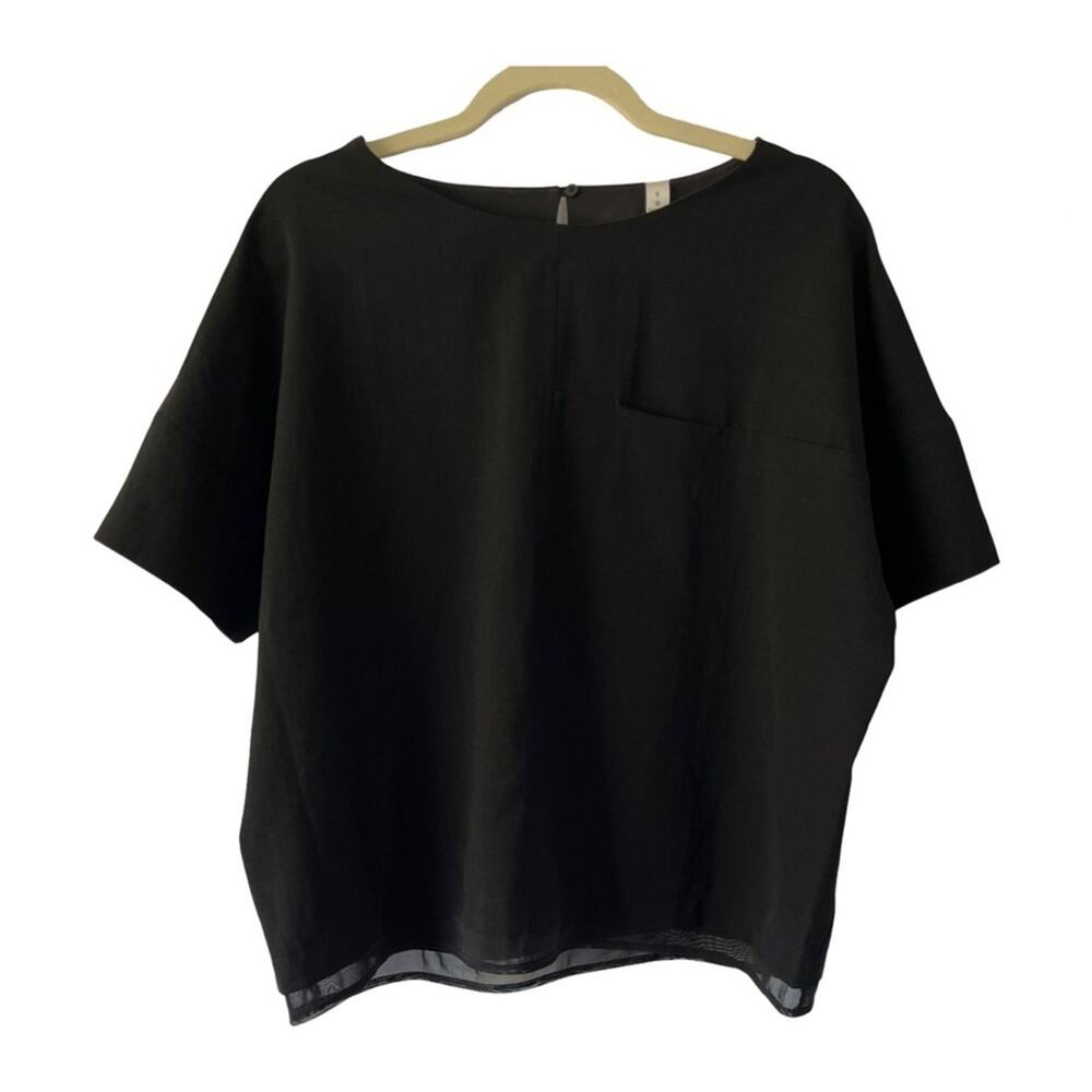 Lululemon A Shift In Time Black Short Sleeve Blouse Women's Size 8 Relaxed Fit